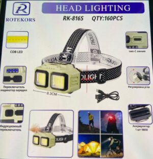 Fonar' svetodiodnyj ruchnoj Rotekors RK-816S-LED+COB 6