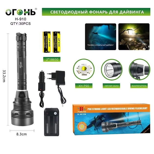 Fonarik ruchnoj svetodiodnyj H-910-P90 Fonarik ruchnoj svetodiodnyj H-910-P90