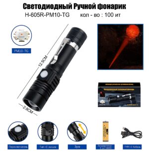 Fonarik ruchnoj svetodiodnyj H-605R-PM10-TG