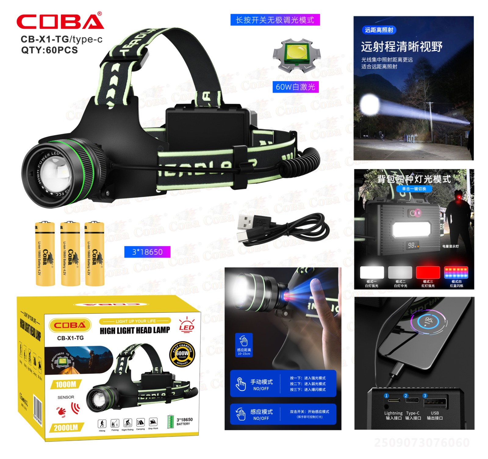 Fonarik nalobnyj COBA CB-XJ010 svetodiodnyj 2 Fonarik nalobnyj COBA CB-XJ010 svetodiodnyj 2