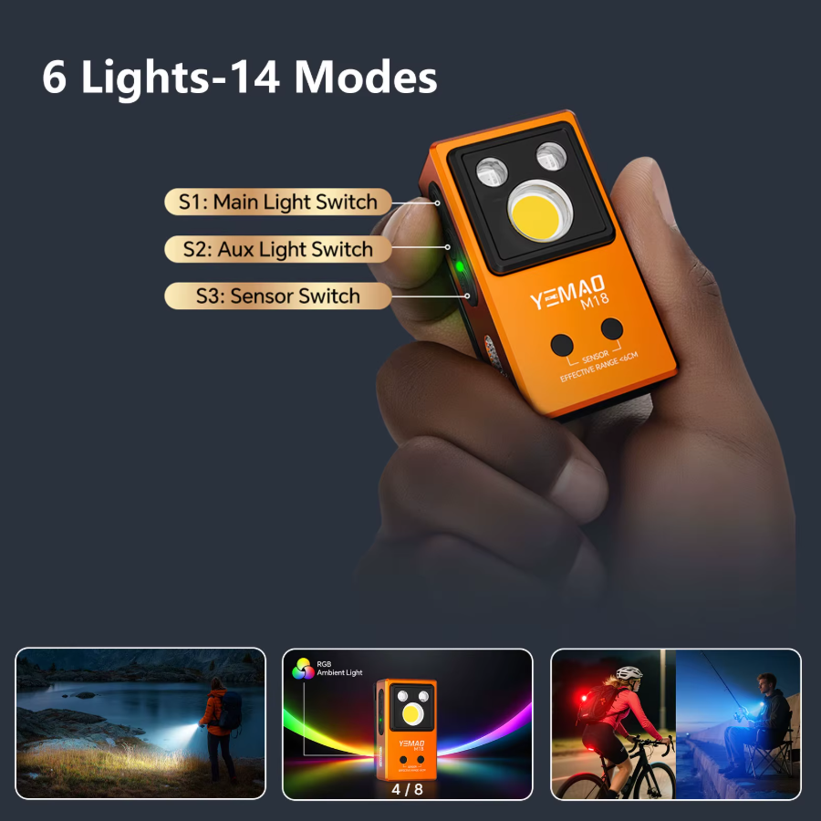 Fonarik ruchnoj svetodiodnyj Yemao YM-M18-TG3B+2UV+COB+SMD+RGB 6 Fonarik ruchnoj svetodiodnyj Yemao YM-M18-TG3B+2UV+COB+SMD+RGB 6