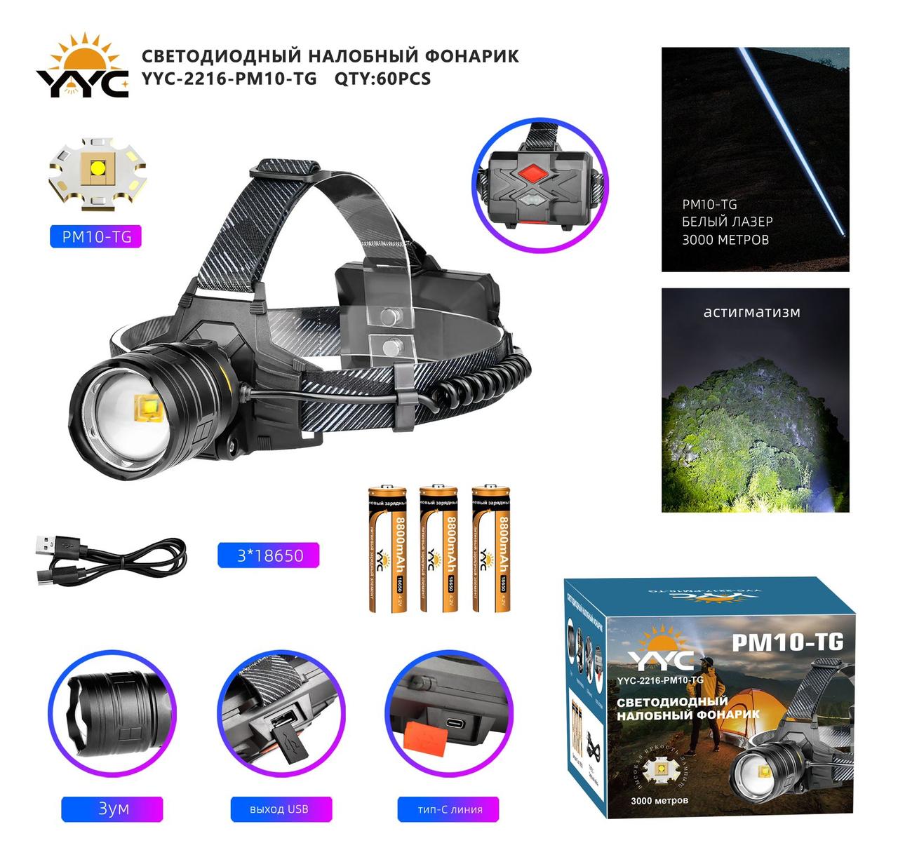 Fonar' nalobnyj svetodiodnyj YYC-2016-COB LED Fonar' nalobnyj svetodiodnyj YYC-2016-COB LED
