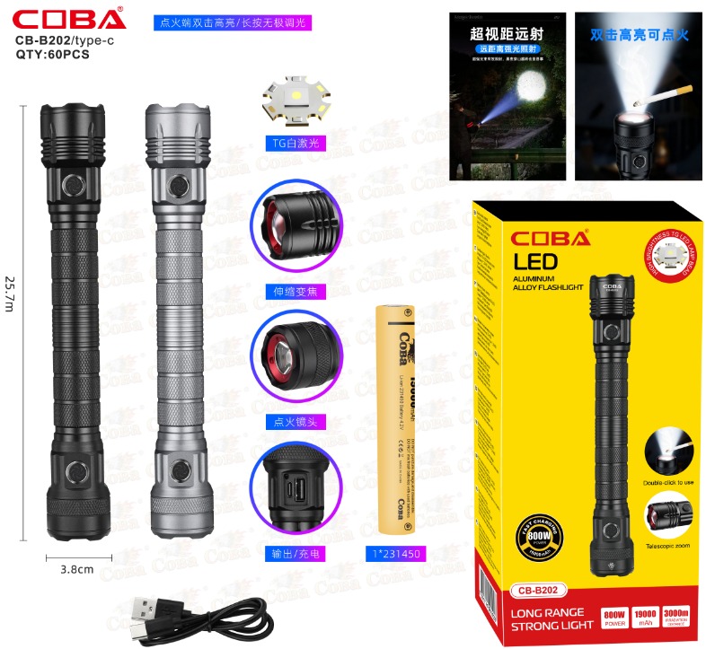 Fonar' ruchnoj Coba CB-B202-TG svetodiodnyj Fonar' ruchnoj Coba CB-B202-TG svetodiodnyj