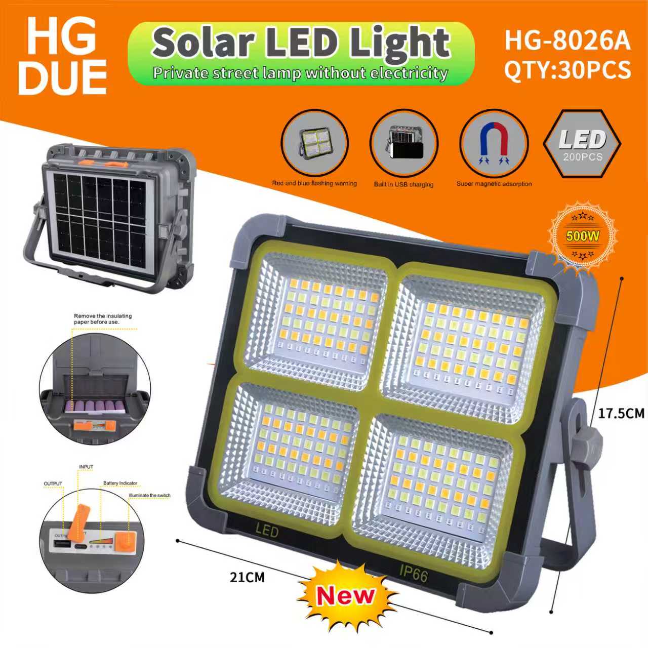 Prozhektor HG-8026A SMD LED s solnechnoj panel'yu Prozhektor HG-8026A SMD LED s solnechnoj panel'yu