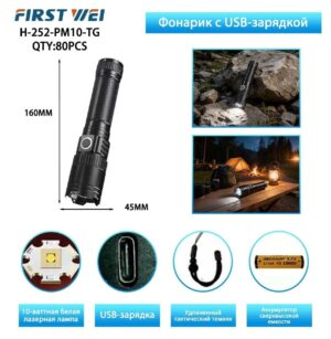 Fonar' ruchnoj FIRST WEI H-252-PM10-TG svetodiodnyj